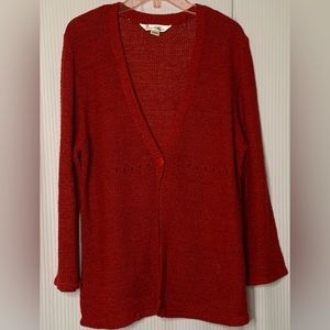 Tradition Cardigan Single Button Closure V-neck Long sleeve Red Medium